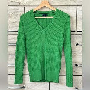 Tommy Hilfiger Green V-Neck Sweater
